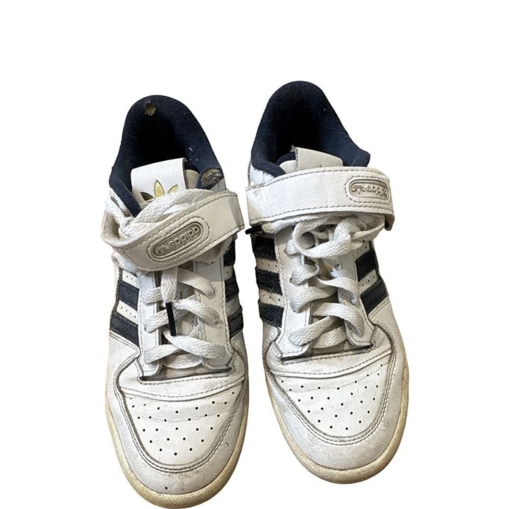 Adidas forum low navy and white sneakers